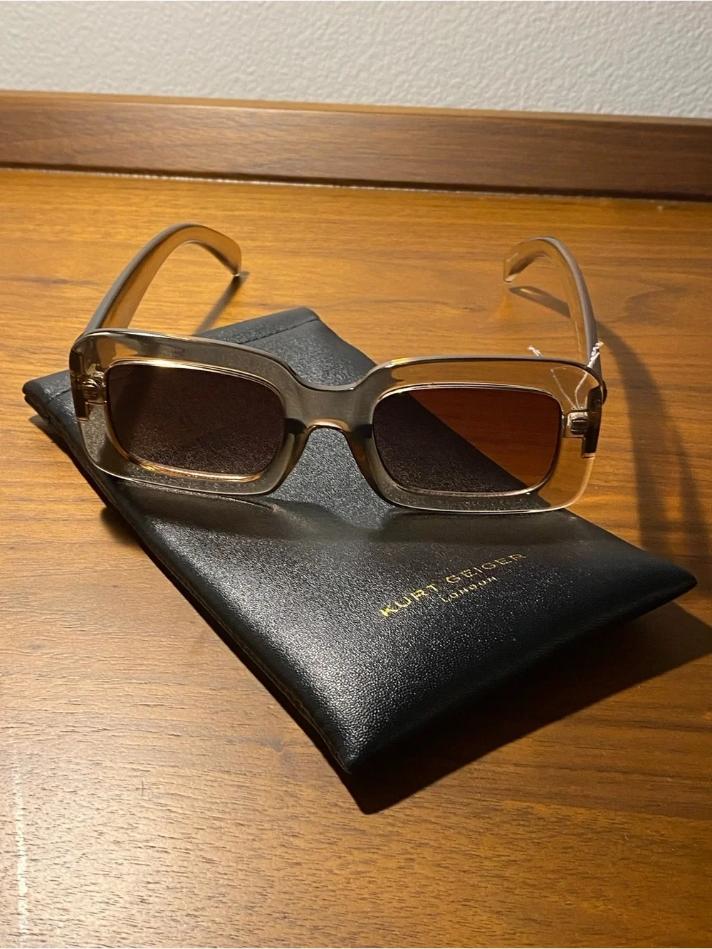 Kurt Geiger Transparent Brown Oversized Square Sunglasses